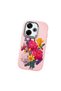 Redmi 13X Compatible Case Camera Protector Pink Silicone Couple Phone Case with Floral Pattern - 3