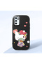 Oppo A54S Compatible Case Camera Protector Black Silicone Couple Phone Case with Kitty Pattern