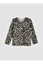 Original Oval Collar Patterned Blouse - 5