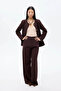 بنطلون نسائي من القماش ذو أرجل واسعة باللون البني PNT00914 - 4