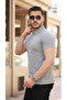 Men's Judge Collar Woven Cotton Fabric Short Sleeve T-Shirt - 4