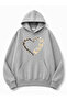 Leopard Effect Heart Printed Hooded 2 Thread Threaded Sweatshirt