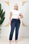Pleated Pipe Leg High Waist Comfortable Fit Plus Size Soft Denim Pants - 3