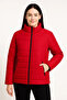 Women's Bomber Coat Water Repellent Quilted Lined Jacket with Zipper Pockets - Red - 4