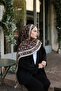 Petra Folk Pattern Shawl - Mink Black - 2