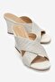 Lavean Ecru Knitted Cross-Strapped Women's Wedge Heeled Slippers