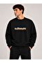 Wave Print Detailed Crew Neck 2 Thread Sweatshirt