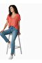 Women's Front Back V Neck Relaxed Fit Viscose Combed Cotton Short Sleeve T-Shirt - 3