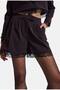 Women's Plum Striped W6-52 Midi Length Pleated Lace Detailed Design Shorts
