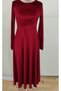 Women's long sleeve crew neck midi velvet dress
