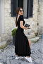 Women's Short Sleeve Backless Slit Detailed Viscose Dress - 4