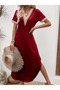 Women's Short Sleeve Lace V Neck Long Viscose Dress