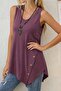 Women's Strappy Round Neck Viscose Blouse with Asymmetrical Cut Detail