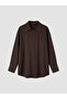 Lcw Everyday Brown Textured Oversize Women's Shirt - 5