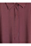 Burgundy Striped Oversize Women's Shirt Tunic - 8