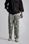 Elastic Waist Pipe Leg Patterned Trousers