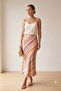 Striped Verev Model Viscose Satin Fabric Midi Skirt - Mixed Color - 2