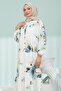 Blue Half Buttoned Sleeves Elastic Skirt Layered Viscose Dress - 2