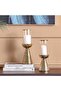 Inaaya Conicle Ceramic Gold Candle Holder, Titanium Gold With White, Stoneware/Glass, Candle Holders