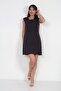 Women's Ribbed Detailed Self-Tie Short Crepe Dress - 3