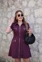 Women's short sleeve collared front zippered and pocketed short modal dress - 2