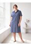 Women's Plus Size Shirt Dress Tencel Short Sleeve Buttoned Summer Navy Blue