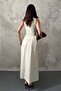 Women's Yellow V-Neck Button Detailed Side Belted Sleeveless Maxi Dress - 5
