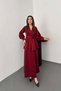 Women's Burgundy Blouse-Skirt Set Blouse Skirt Set V-Neck Rose Applique Balloon Sleeve Long Skirt - 2