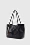 Miura Charm Detailed Knitted Shoulder Bag Black - 4