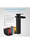 Matte black bathroom sink faucet with waterfall spout and water supply hose, single-hole single-handle mixer faucet, angled sink mixer faucet... - 3