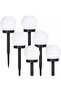 Solar-powered LED garden light, spherical white globe, 10cm, set of 6.