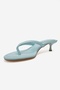 Norell Baby Blue Leather Flip Flops Women's Heeled Slippers - 6