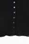 Lace-Detail Buttoned Knitwear Top Black - 3
