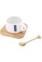 Fine Bone Ceramic Cup & Saucer Set With Spoon-White/Brown