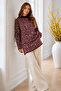 Leopard Patterned Tunic R7185 Claret Red - 2