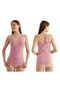 Women's 3-Piece (Navy Blue-Rose-Burgundy) Cotton Soft Textured Lycra Body-Hugging Undershirt with Straps - 2