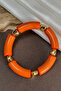 Orange Thick Bamboo Model Bracelet with Bold Pipe Cut Acrylic Resin and Gold Apparatus - 3