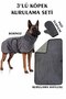 3-Piece Dog Drying Set Bathrobe-Towel-Paw Gloves Super Water Absorbent Summer-Winter Set Anthracite