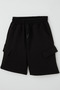 Boy's Shorts with Lace-Up Cargo Pocket Detail, Ages 5-9, Black - 3
