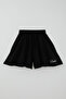 Girl's Comfortable Cut Wide Leg Shorts with Text Print, Ages 6-12, Black