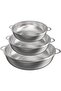 3-Piece Microporous Stainless Steel Kitchen Strainer Colander Set with Handles (20/23/29cm)