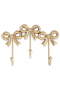 Small bow-shaped antique gold cast iron wall hooks, 8.27 x 5.59 inches, triple hooks for coats, bags, and room decor