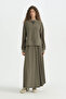 Cupra Modal Knitted Skirt Blouse Set - Khaki