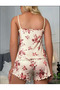 Floral Patterned Knitted Shorts Pajama Set - 2