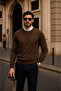 Men's Casual Crew Neck Coffee Sweatshirt - 3