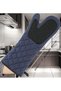Long cotton quilted silicone denim heat-resistant gloves, heat-resistant and non-slip, perfect for cooking, baking and grilling, 2-pack. - 3