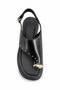 Women's Black Patent Leather Look Flip-Flop Sandals with Gold Detailed Buckle and Flat Sole - 2