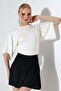Women's Soft Textured Sleeve Wide Mouth Gathered Side Blouse 22360 - 2