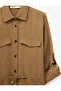 Viscose Cupro Fabric Pocketed Folded Detailed Long Sleeve Waist-Tie Shirt Jacket - 6