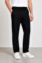 Men's Black Elastic Waist Lace-Up Slim Fit Smart Casual Fabric Trousers - 4